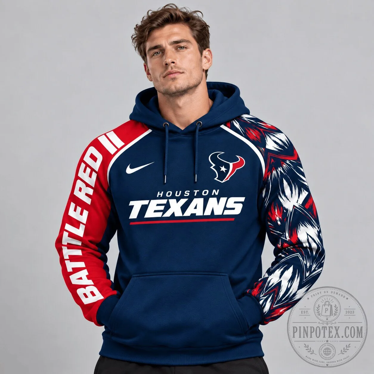Houston Texans NFL Dynamic Brushstroke Graphic Asymmetric Sleeve Pullover Hoodie 5 Houston Texans NFL Dynamic Brushstroke Graphic Asymmetric Sleeve Pullover Hoodie