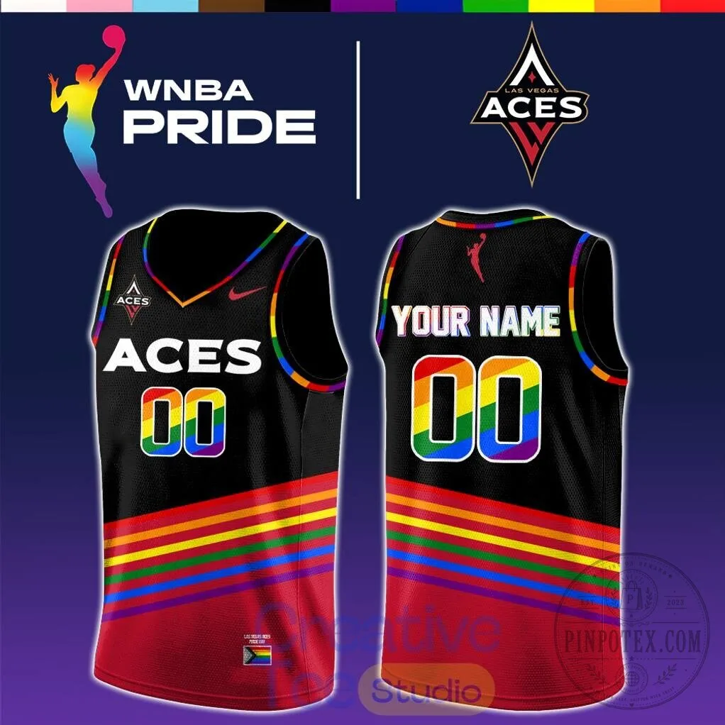 Las Vegas Aces WNBA Pride Day Rainbow Striped Basketball Jersey