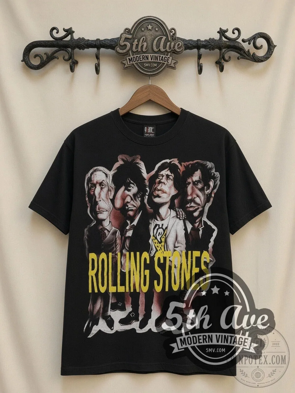The Rolling Stones Voodoo Lounge Caricature Vintage Band Black T-Shirt