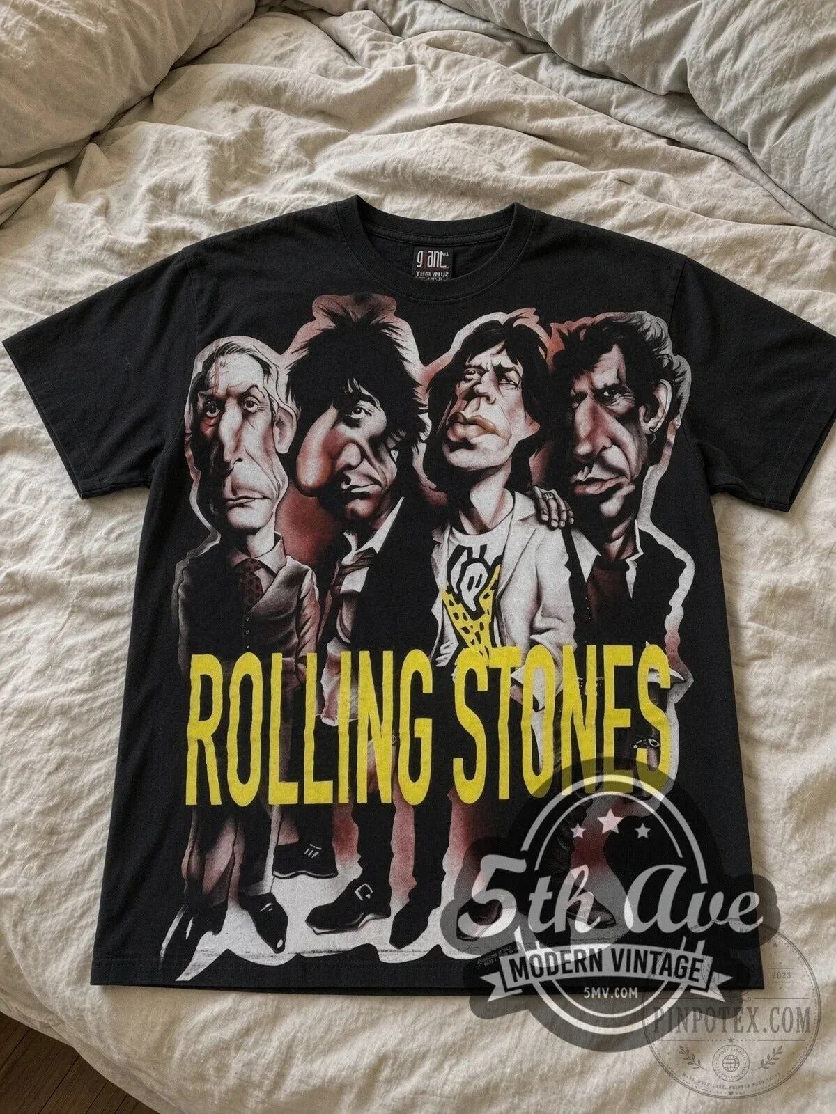 The Rolling Stones Voodoo Lounge Caricature Vintage Band Black T-Shirt 9 The Rolling Stones Voodoo Lounge Caricature Vintage Band Black T-Shirt