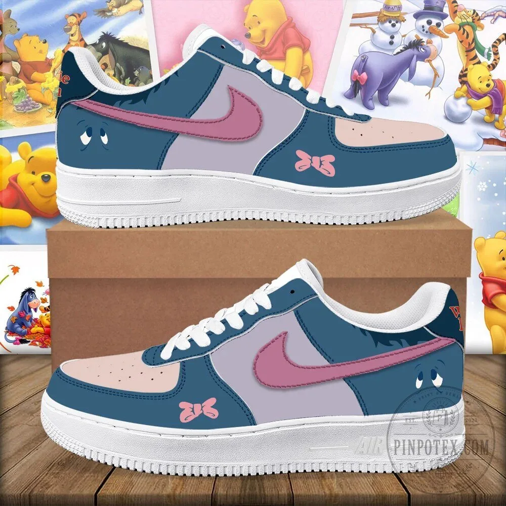 Winnie the Pooh Eeyore Character Blue Pink Custom Printed Sneakers