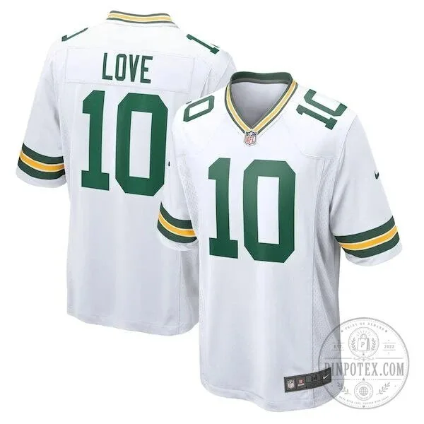 Green Bay Packers Jordan Love White Game Football Jersey for Men