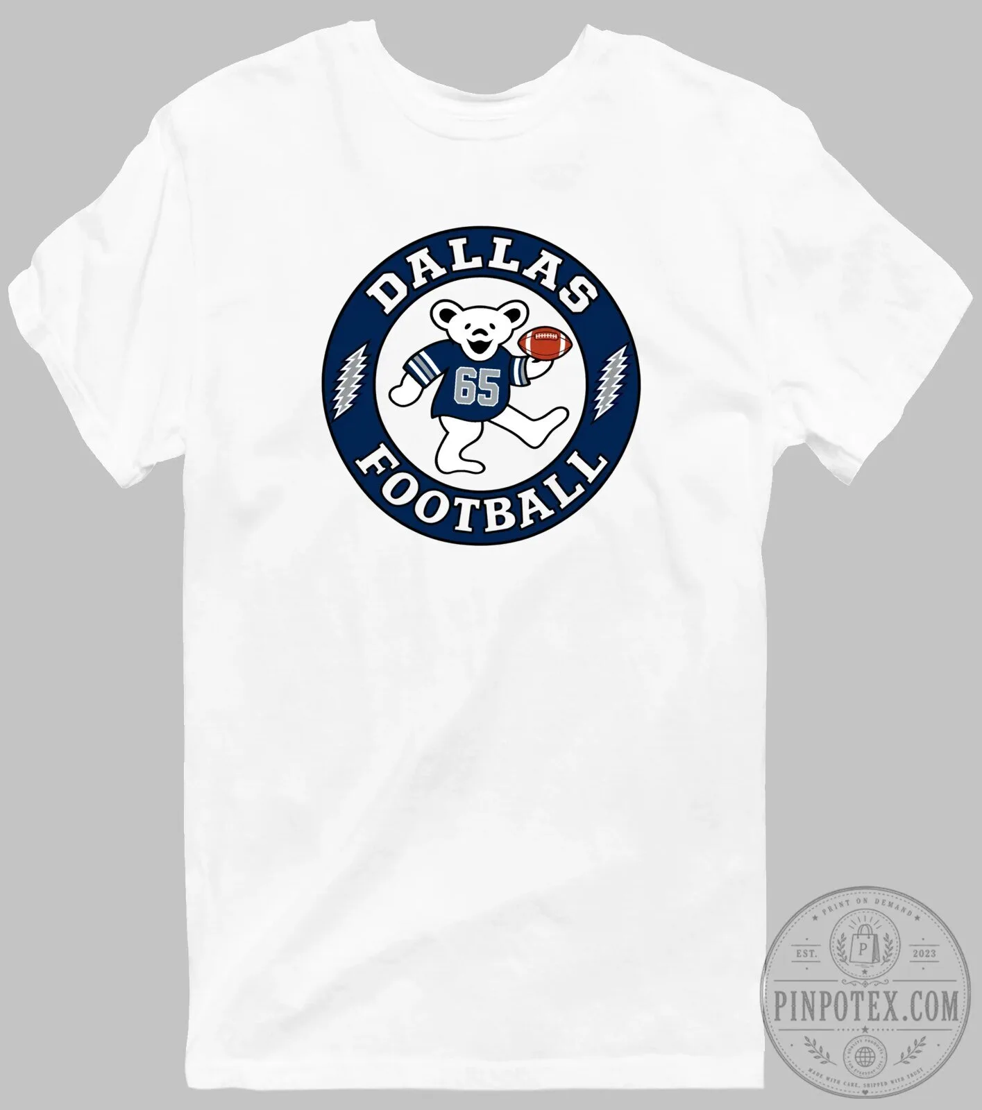 Dallas Cowboys Grateful Dead Dancing Bear Football Team White T-Shirt