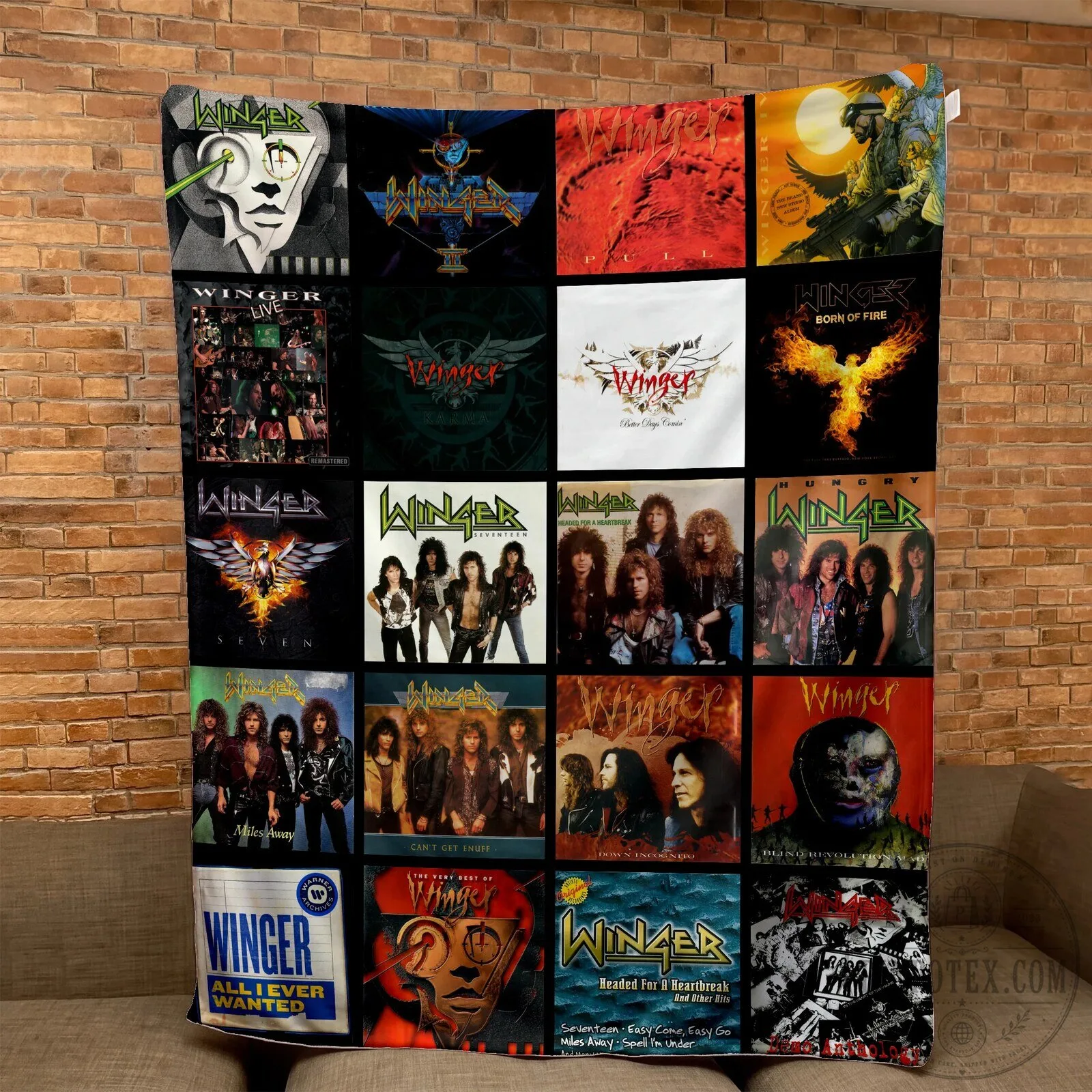 Winger Band Album Covers Collage Sherpa Blanket - Soft Cozy Music Fan Gift