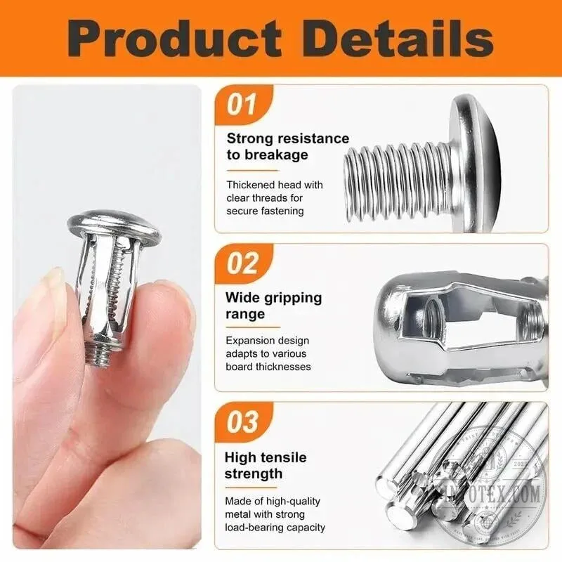 Heavy Duty Button Rivet Locking Nuts Set for Drywall and Hollow Walls